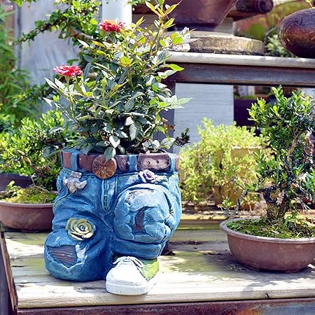 Creative Denim Shorts Planter – Cartoon Resin Flower Pot Indoor/Outdoor Garden & Balcony Decor