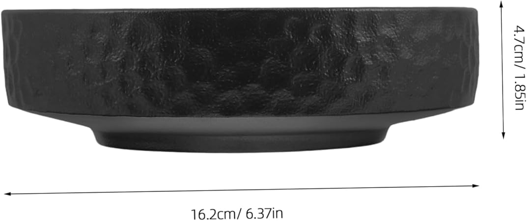 Minimalist Japanese-Style Black Ceramic Shallow Planter|6.37" Diameter x 1.85" Height|Ideal for Succulents, Moss, Zen Decor
