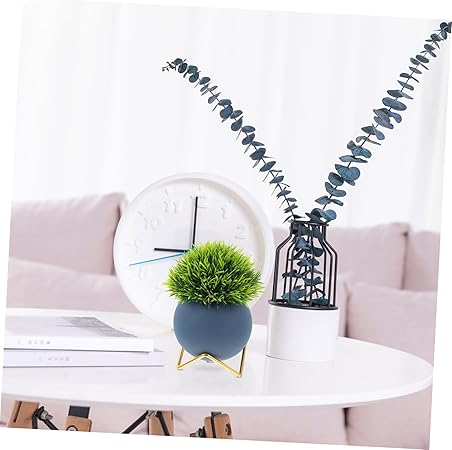 Modern Matte Blue Ceramic Ball Planter with Gold Metal Stand|4.1" Tall × 2.1" Base|Perfect for Succulents & Desktop Decor