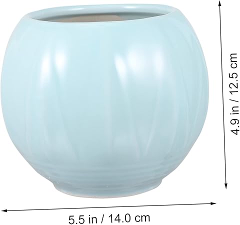 Light Blue Round Ceramic Planter – Smooth Glazed Finish|5.5" Diameter x 4.9" Height|Minimalist Nordic Style Pot for Indoor Plants