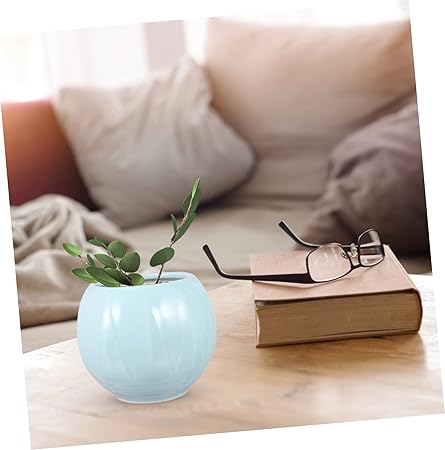 Light Blue Round Ceramic Planter – Smooth Glazed Finish|5.5" Diameter x 4.9" Height|Minimalist Nordic Style Pot for Indoor Plants