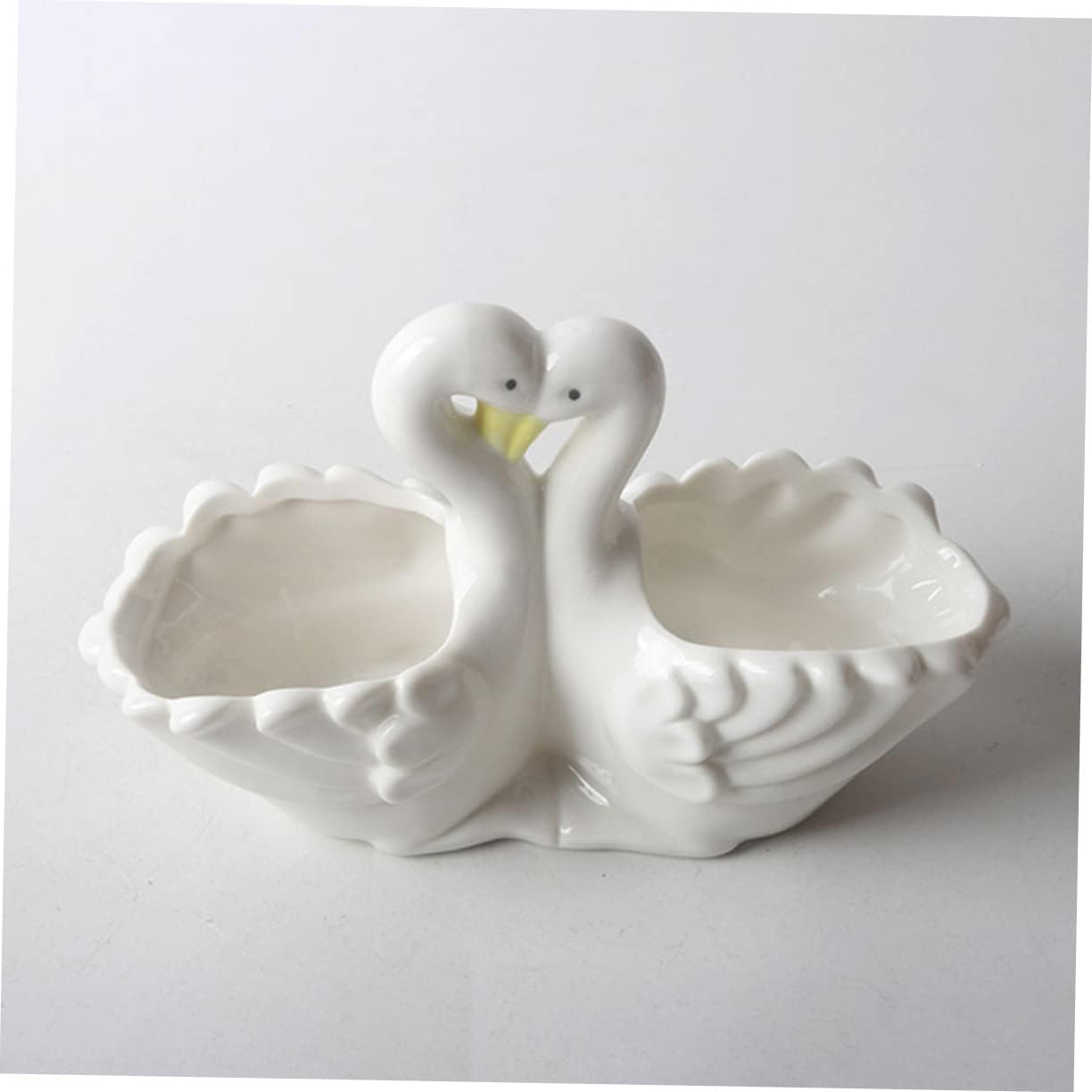 White Ceramic Swan Couple Planter – Romantic Dual Design|7" Wide × 4.64" Tall|Tabletop Vase for Succulents or Dried Flowers