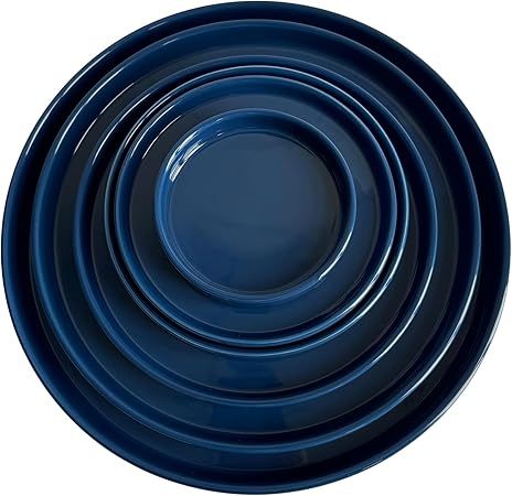 Round Blue Plastic Plant Saucer – 8.5" Top Diameter|Waterproof Drain Tray with Raised Edges|Fits Medium Flower Pots