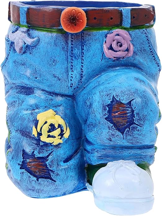 Creative Denim Shorts Planter – Cartoon Resin Flower Pot Indoor/Outdoor Garden & Balcony Decor