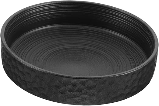 Minimalist Japanese-Style Black Ceramic Shallow Planter｜6.37" Diameter x 1.85" Height｜Ideal for Succulents, Moss, Zen Decor